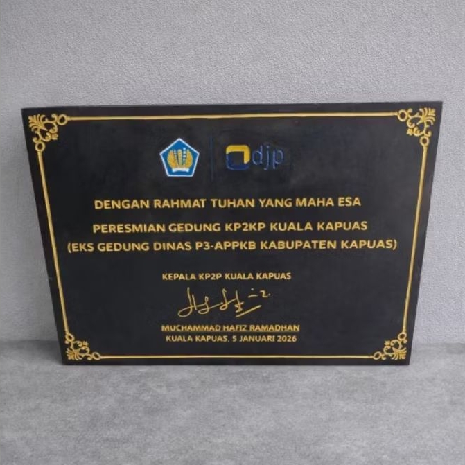 Prasasti Peresmian Marmer Granit Hitam Custom - Papan Nama Peresmian Gedung Masjid Sekolah - Batu Pr