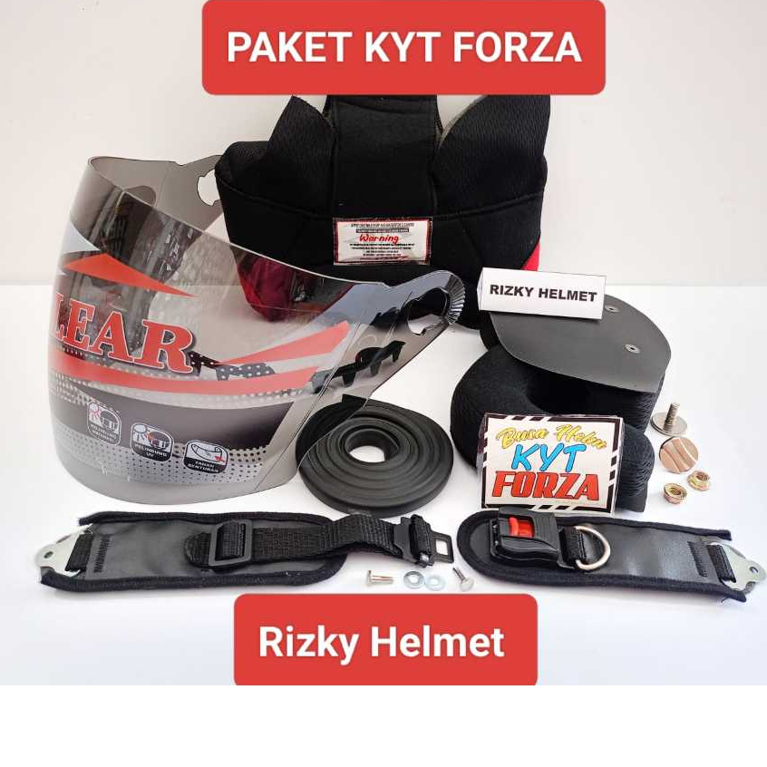 PAKET SPAREPART HELM KYT FORZA, Busa Helm KYT FORZA,  KACA HELM KYT FORZA + LIS KARET + TALI HELM + 