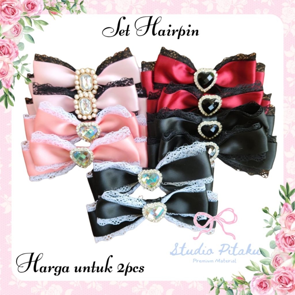 [ STUDIO PITAKU - CAMELLIA ] 1PASANG CAMELLIA RIBBON BOWTIE BOW TIE PITA DASI ALA KOREA HARAJUKU JEP