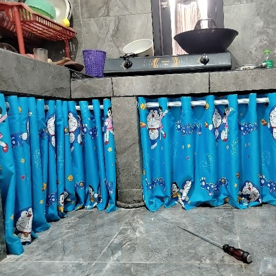 Gorden kolong dapur Model smokring Gorden kolong whastafel dapur Tirai pintu dan jendela Pendek