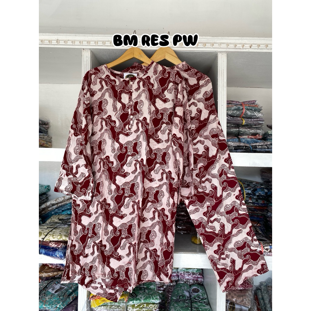 BATIK LU~ZA | BM RES ONE SET TUNIK SETELAN TANGAN PANJANG CELANA PANJANG