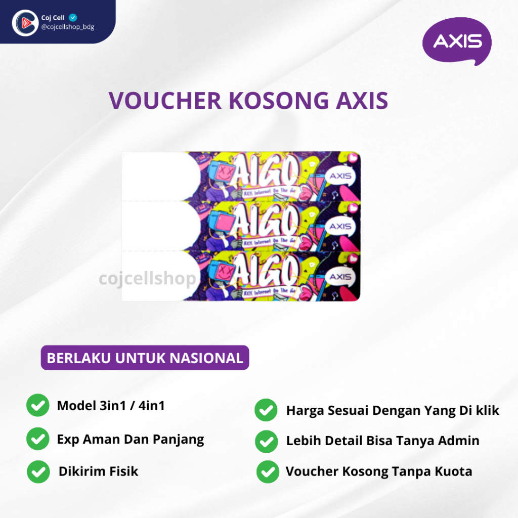 Grosir Voucher AXIS Kosongan Zero - Voucher Kosong AXIS KIRIM FISIK - VCR Kosong AXIS Murah