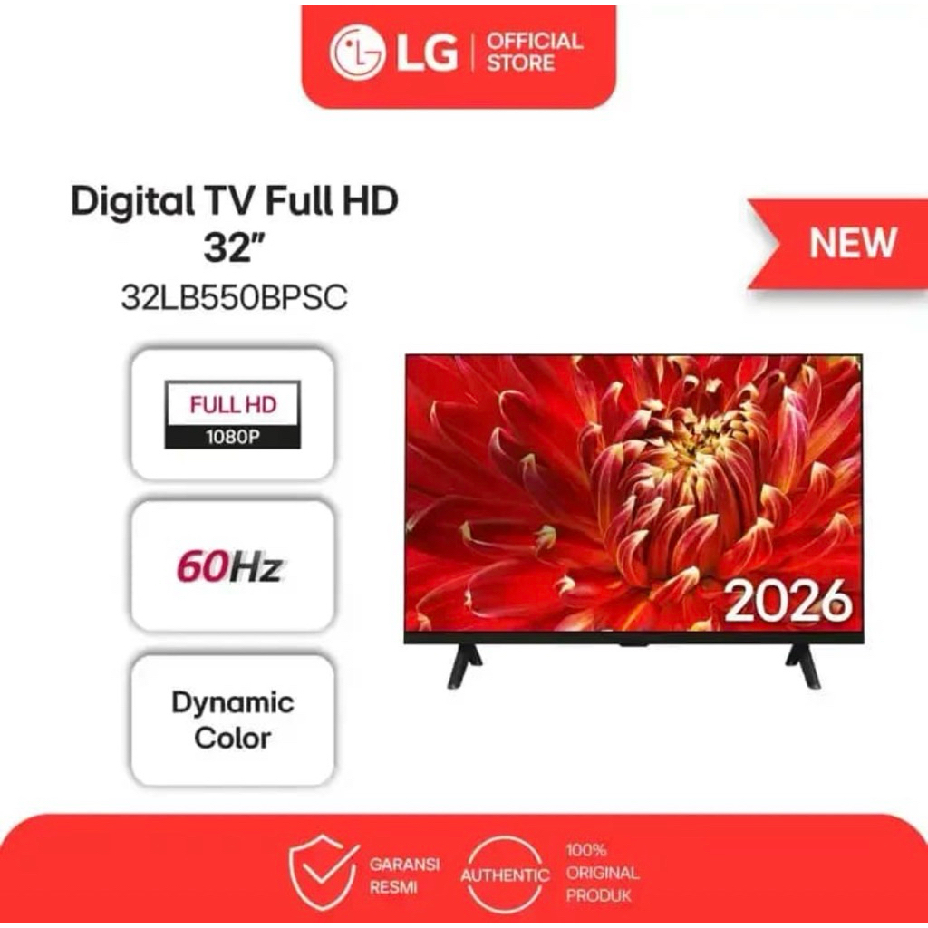 LG Digital TV 32 inch FHD 1080p 2026 - Dynamic Color - 60 Hz Native Refresh Rate - Direct LED - Down