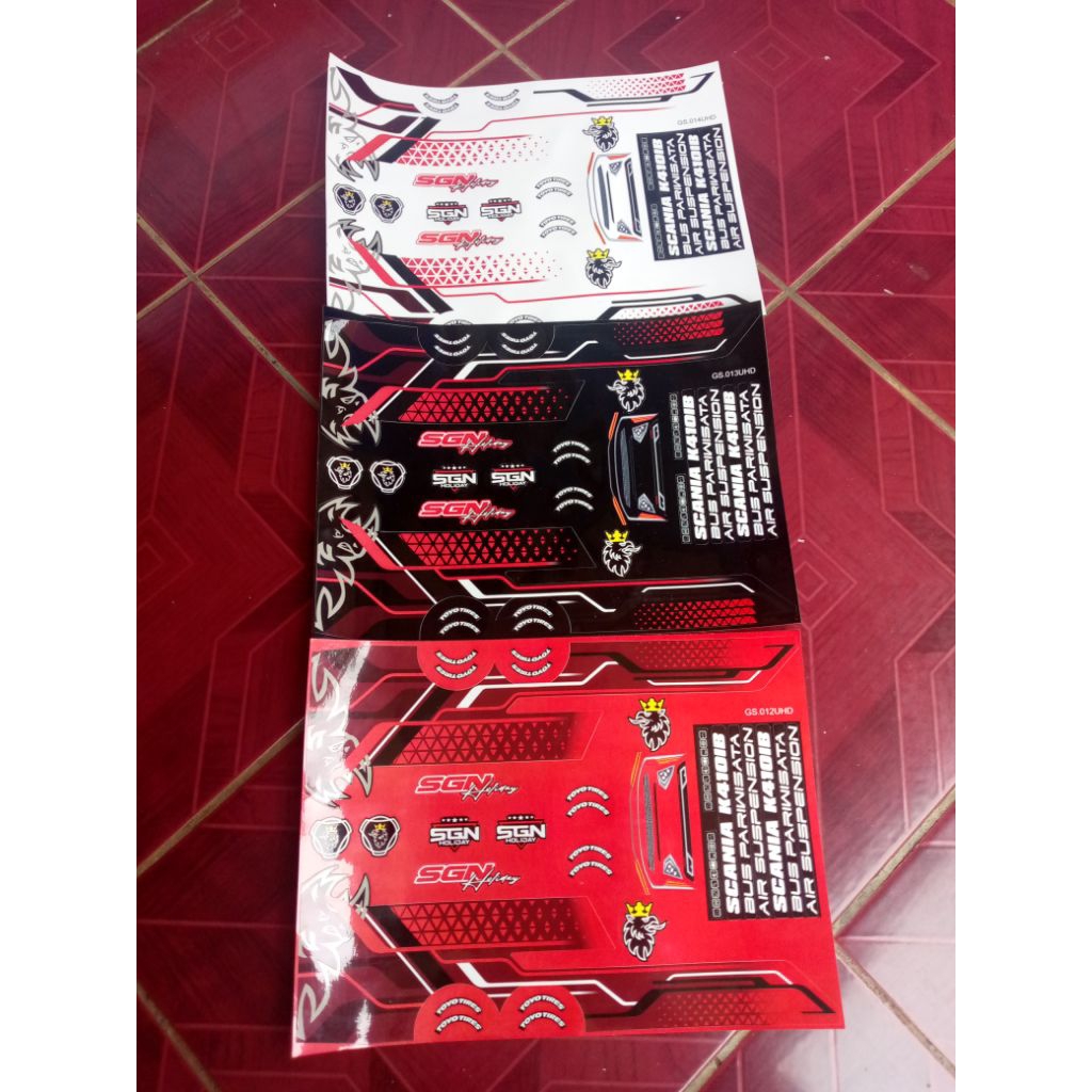 stiker livery scania k4101b untuk miniatur bus tronton rkc