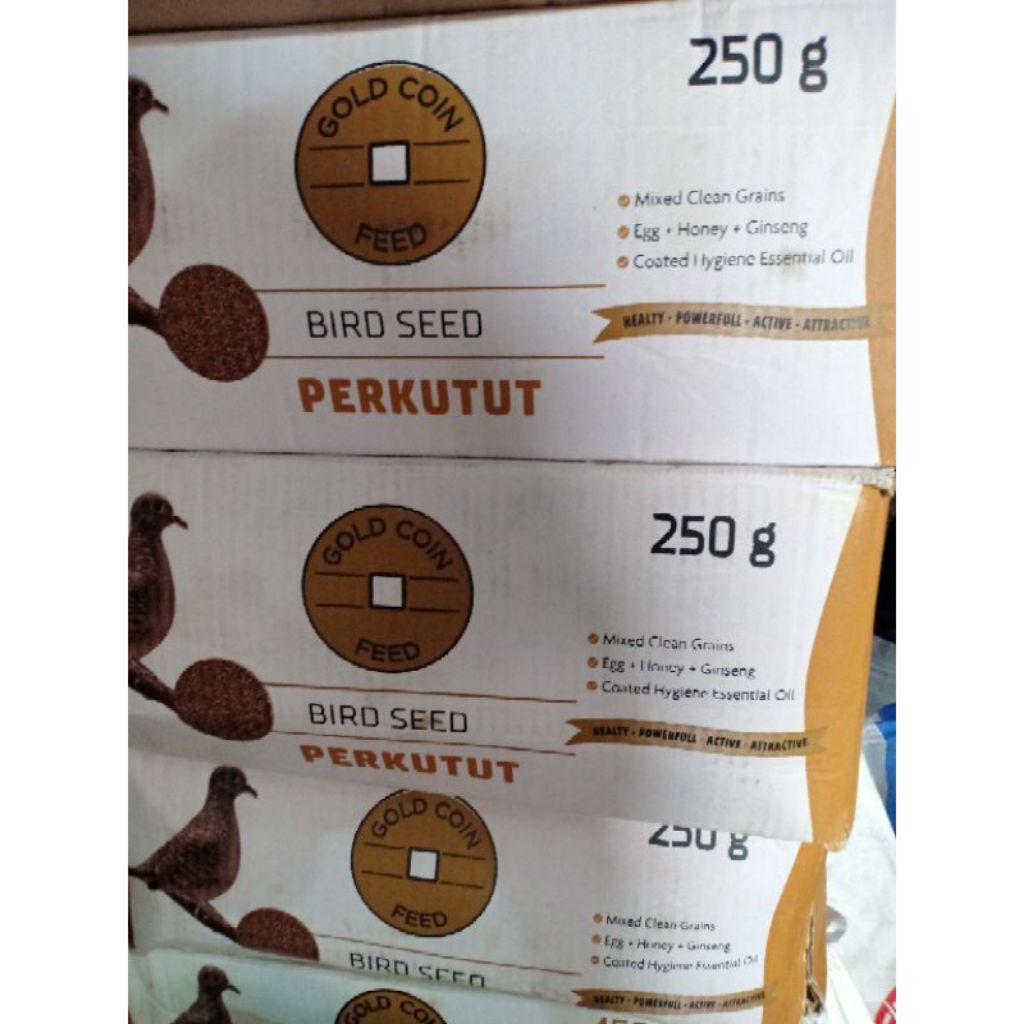 1 dus Gold Coin Perkutut 250gr & 450gr pakan burung perkutut goldcoin
