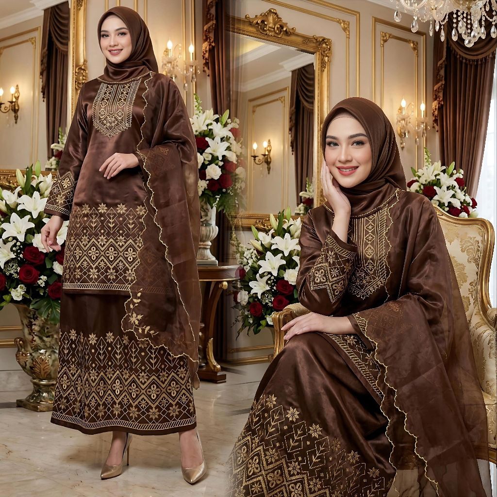 SET SELENDANG KATRINA//SETELAN ROK+SELENDANG /SET ROK BORDIR TERBARU KONDANGAN MEWAH DAN ELEGAN