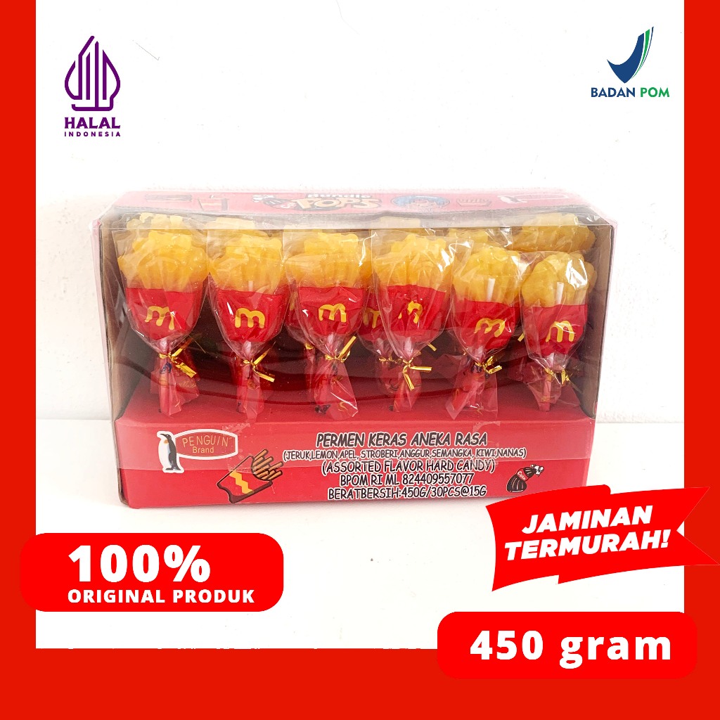 Permen Lolipop Keras Frenchfries 450gram/30 pcs