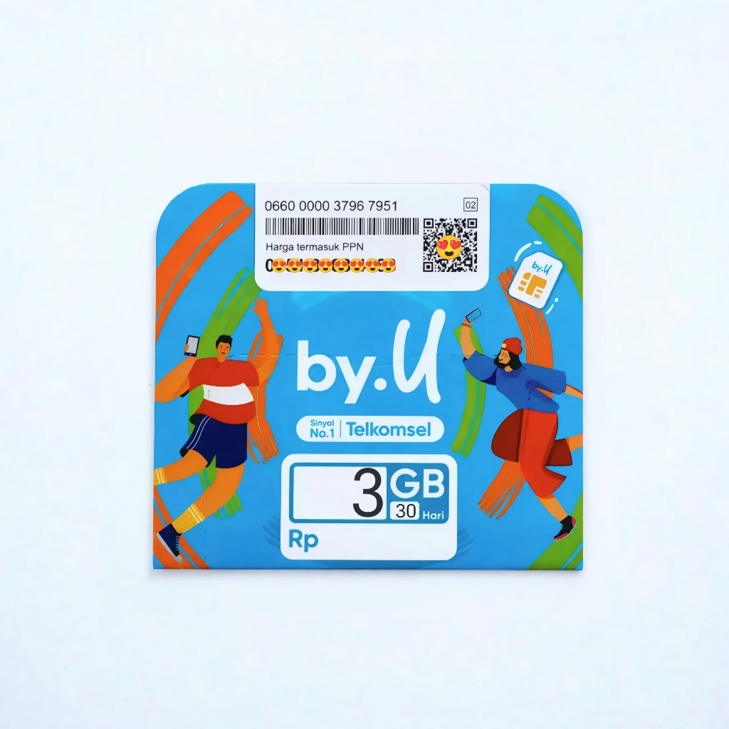 #B3A Perdana By.U Kuota 3GB Nasional, Segel 31-MAR-2027, Kartu Prabayar dari Telkomsel