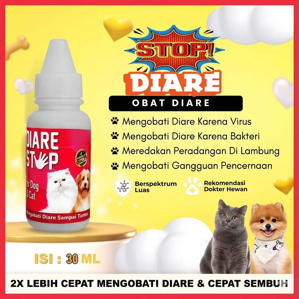 Obat Diare Kucing Dewasa - 30 ML, Probiotik Efektif, Aman untuk Anak Kucing