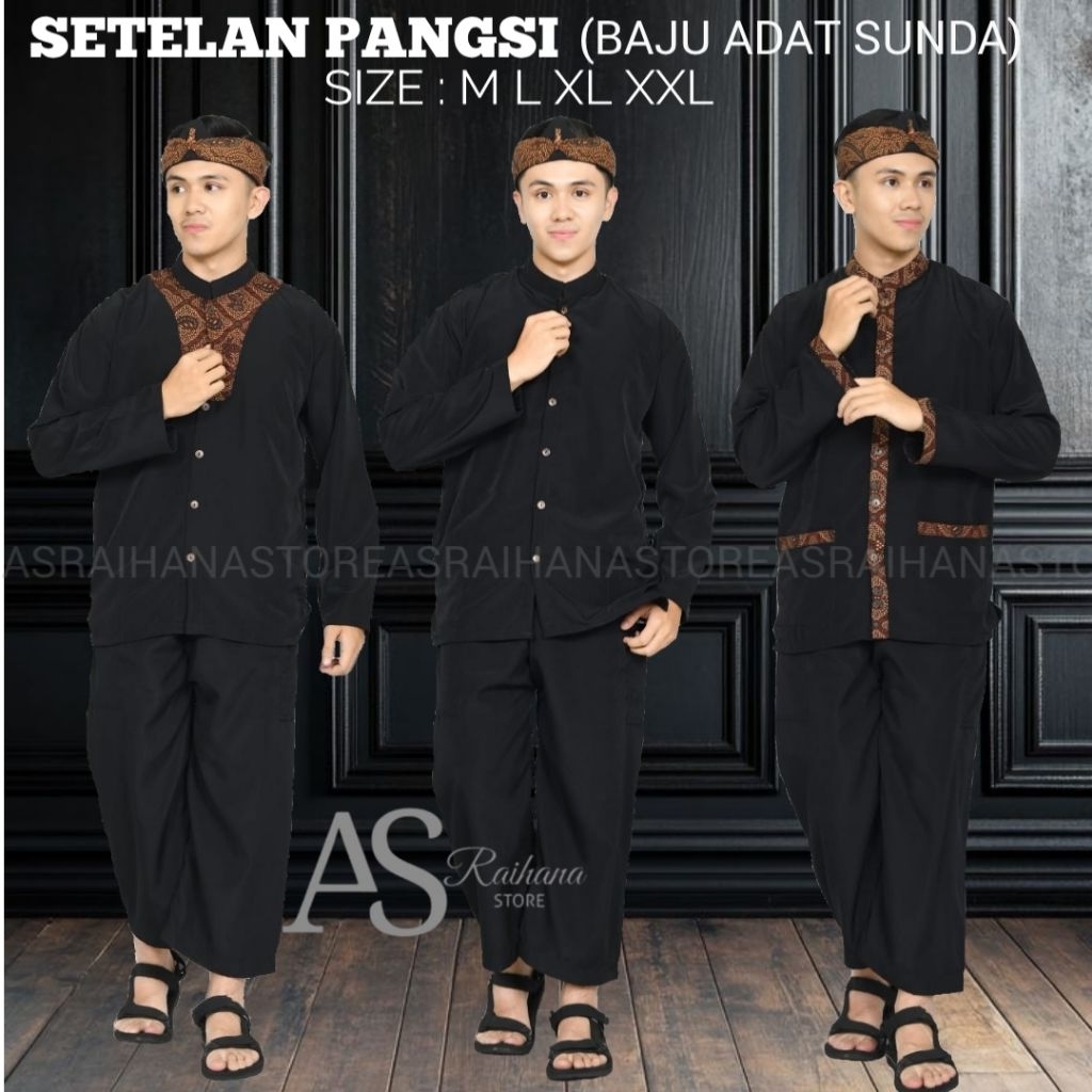 SETELAN BAJU PANGSI SUNDA M L XL XXL // PAKAIAN TRADISIONAL JAWA BARAT // PANGSI ADAT SUNDA // BAJU 