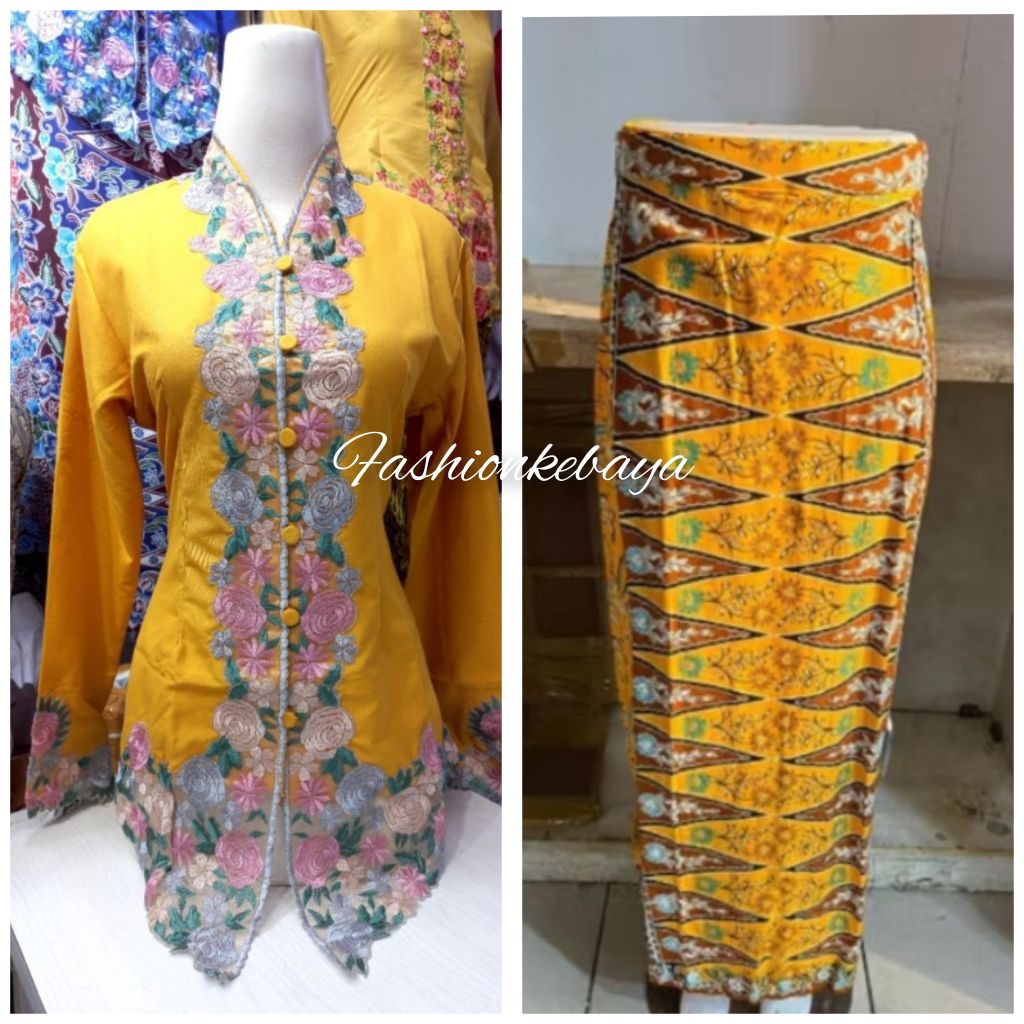 setelan kebaya encim motif bunga elegan kebaya seragaman kerja/kantor
