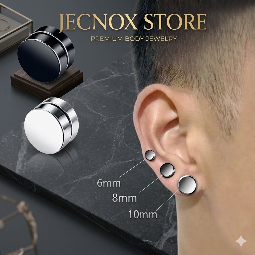 Anting Magnet Pria Tanpa Tindik - Earring Magnet Tanpa Lubang Telinga Premium