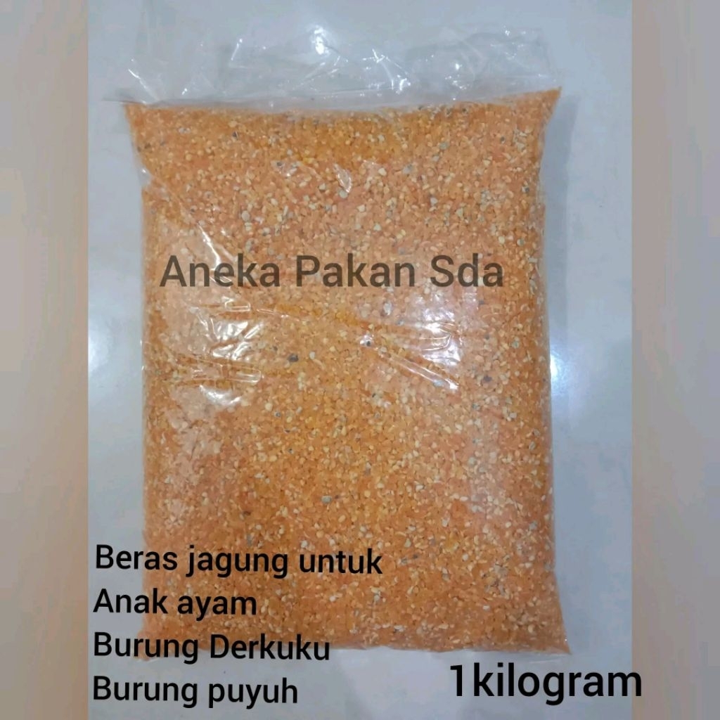 BERAS JAGUNG 1Kilogram PAKAN AYAM, PAKAN BURUNG, TERNAK ( BERAS JAGUNG PAKAN TERNAK, AYAM kemasan 1k