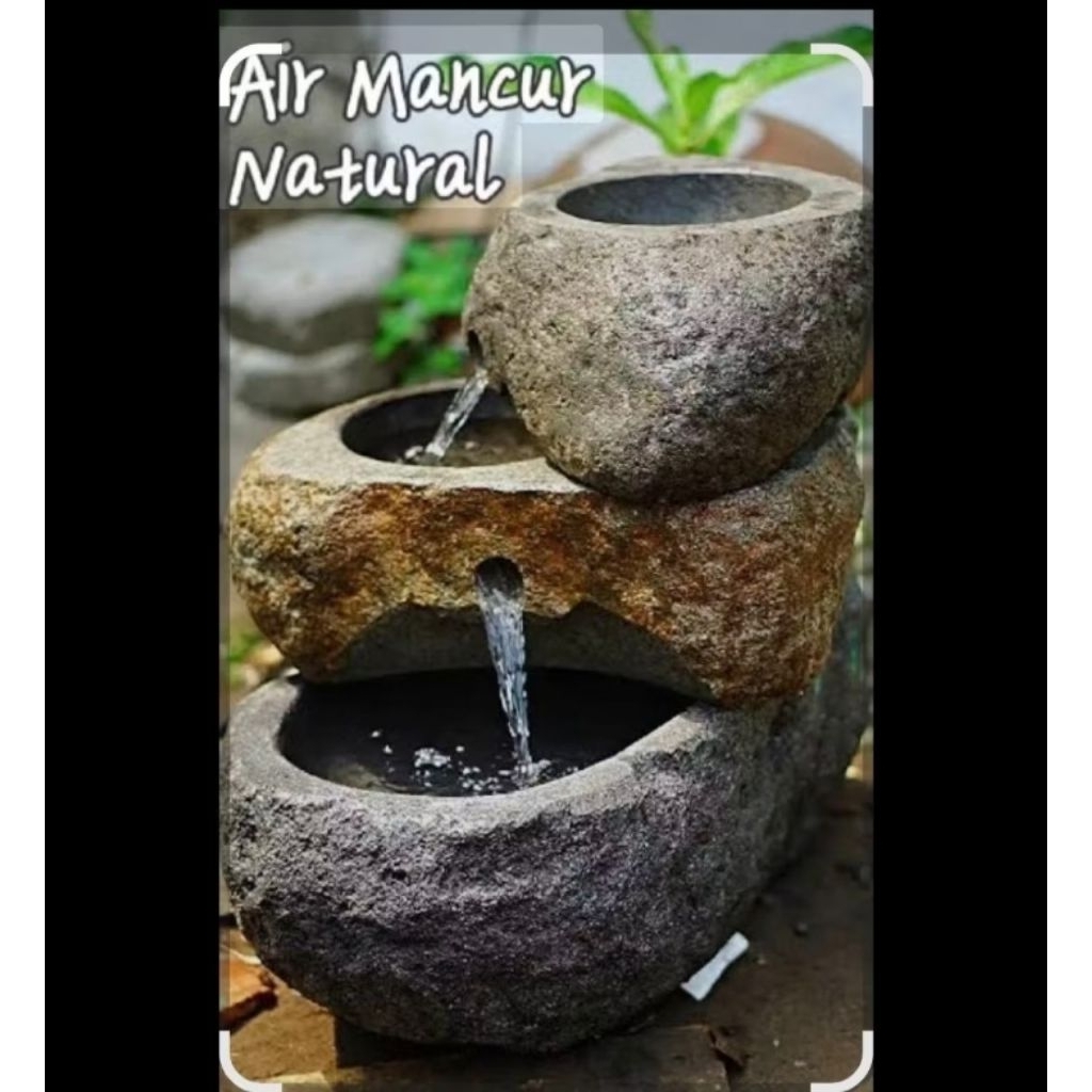 Air Terjun Taman Batu Alam Minimalis - Pancuran Air Wastafel Batu Kali Estetik