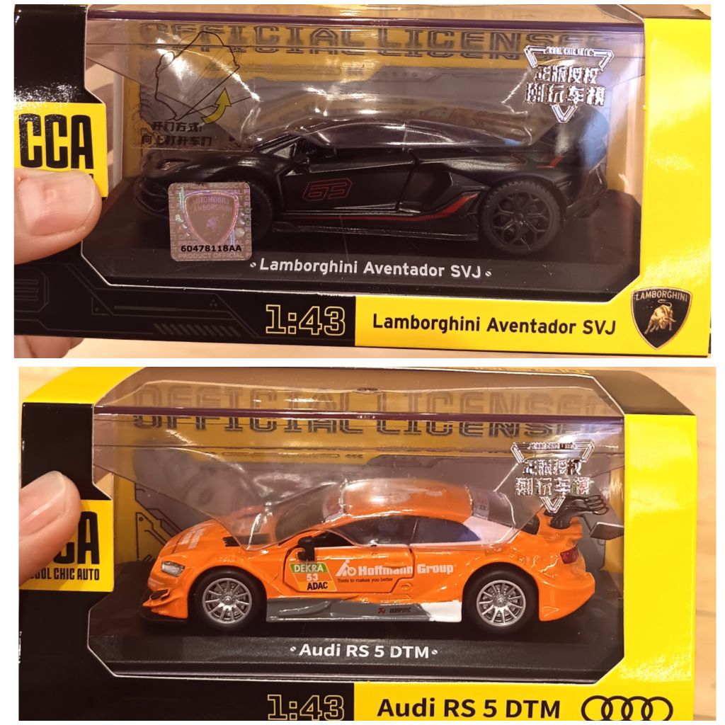 CCA DIECAST 1:43 LAMBORGHINI AVENTADOR SVJ BLACK / AUDI RS 5 DTM ORANGE