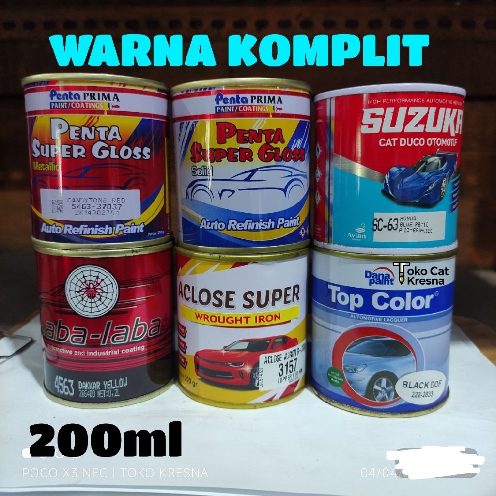 Cat Duco Nc 200ML Penta Super Gloss Suzuka Laba Dnt Aclose Danapaint Top Color Warna Lengkap Merah B