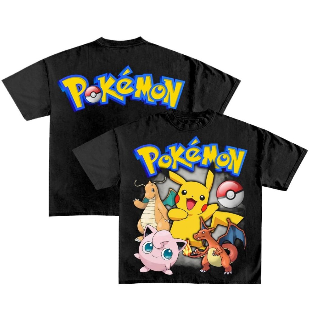 DBRONX "Pokemon" Oversized T-Shirt | Black | Kaos Oversize | Vintage | Atasan | COD