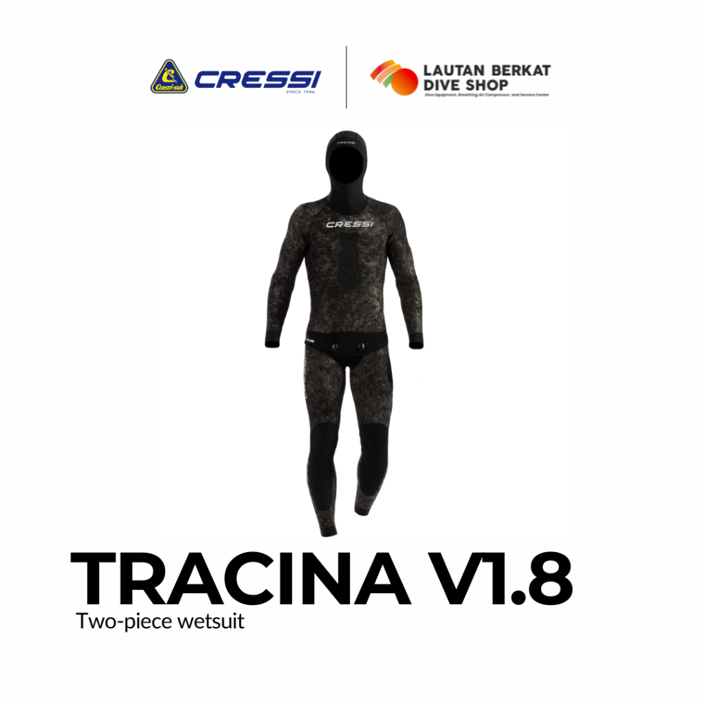 Wetsuit Cressi Tracina Ultraspan 1.8mm Camo Spearfishing Freediving Diving Suit 2 Piece