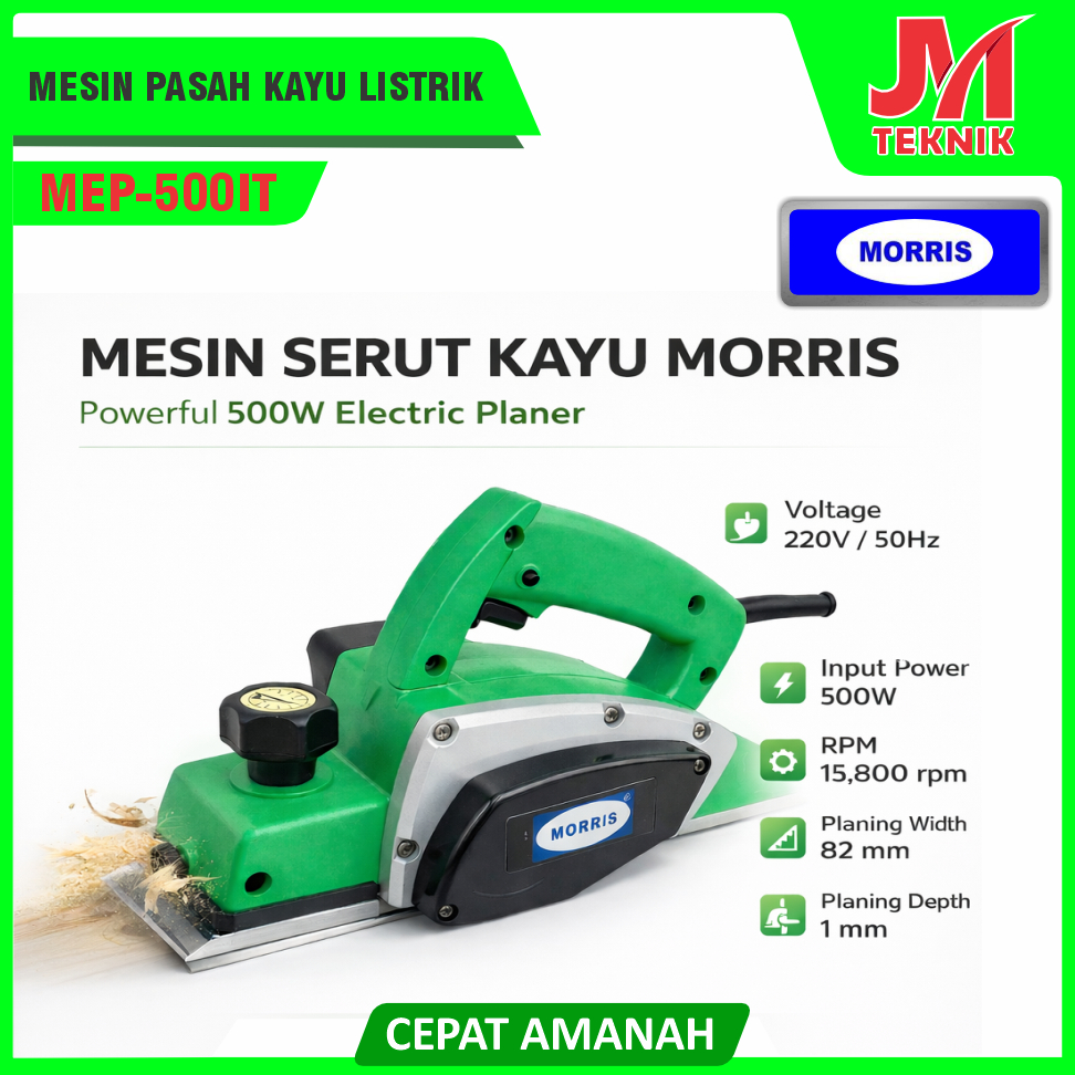 Mesin Pasah Kayu Listrik Morris MEP500IT Electric Planer model 1900B Makita Free Koper Box PVC