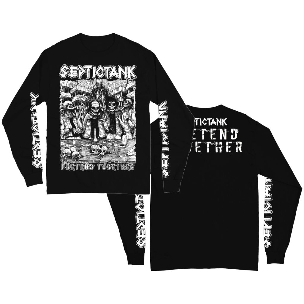 Kaos Band Punk Lengan Panjang Septictank - Pretend Together hitam