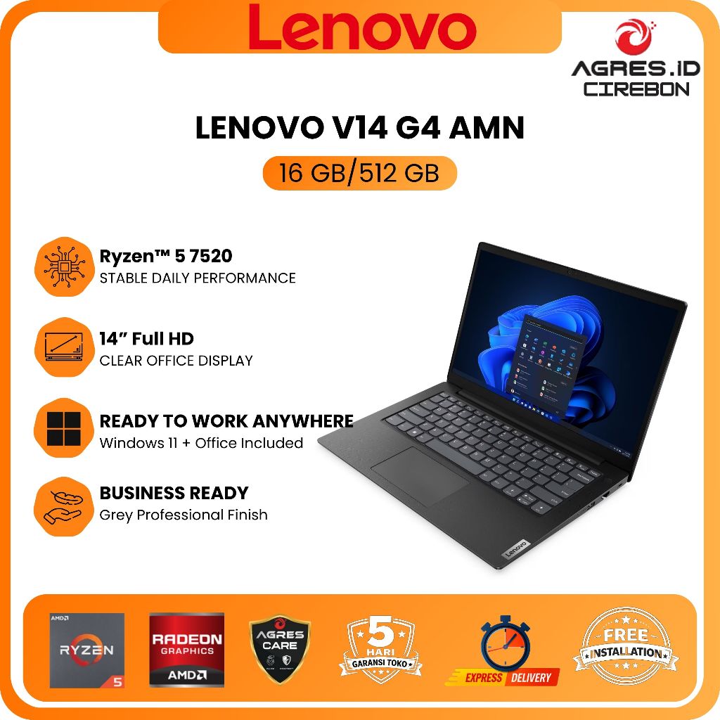 LENOVO V14 AMN G4 RYZEN 5 7520 8GB 256GB W11+OHS 14.0 FHD-0UID