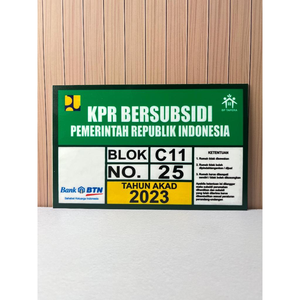 PLAT NOMOR RUMAH KPR BERSUBSIDI