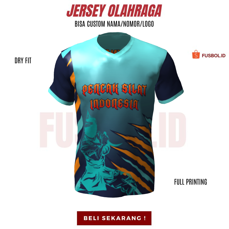 Kaos Jersey Pencak Silat Biru Tosca Motif Abstrak 511