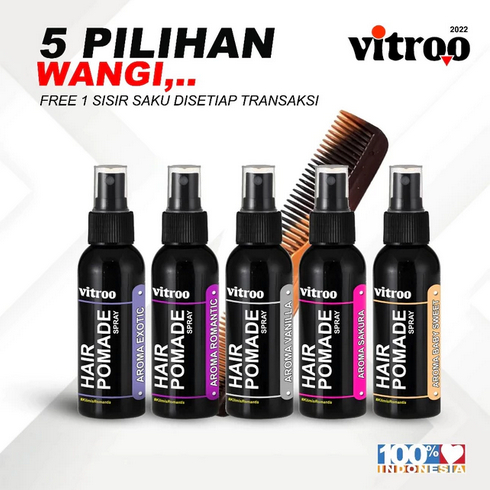 Vitroo Pomade Spray Pomed Semprot Waterbase Natural Minyak Rambut Pria Hair Styling
