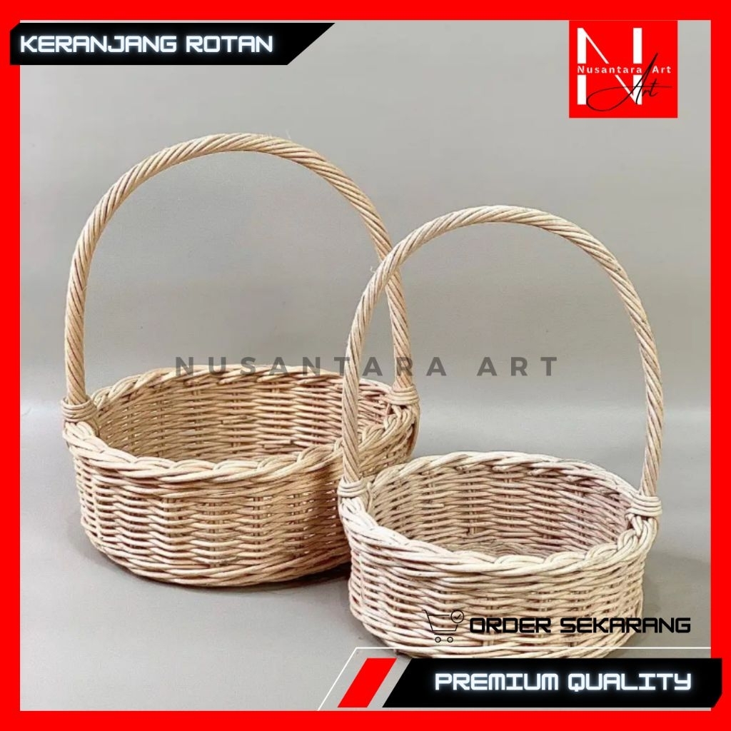 Keranjang Rotan Bulat Tangkai Keranjang Buah Keranjang Souvenir Keranjang Bawang Keranjang Rotan