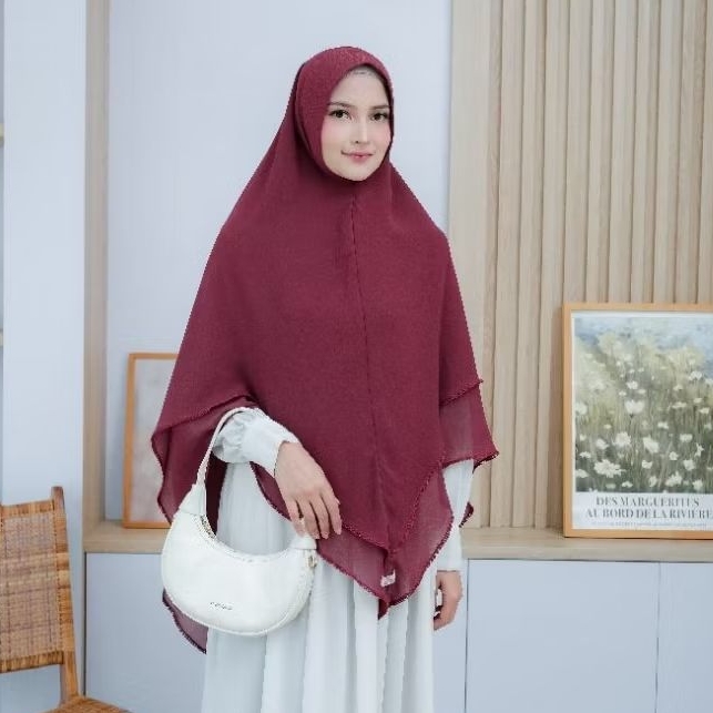 DWIAVISA Khimar Salma bordir Picot hijab Ceruti Babydoll kerudung 2 layer