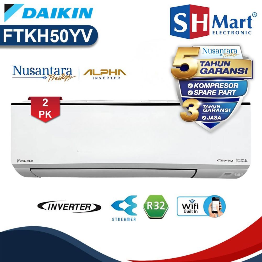 AC DAIKIN 2 PK ALPHA INVERTER FTKH50YV / FTKH-50YV NUSANTARA PRESTIGE NEW GARANSI RESMI (MEDAN)