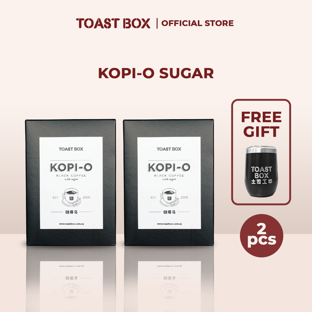 Toast Box Kopi - O Sugar (6 Sachet x 22 gr) - Kopi Dengan Gula (2 Pcs) free Gelas Kopi
