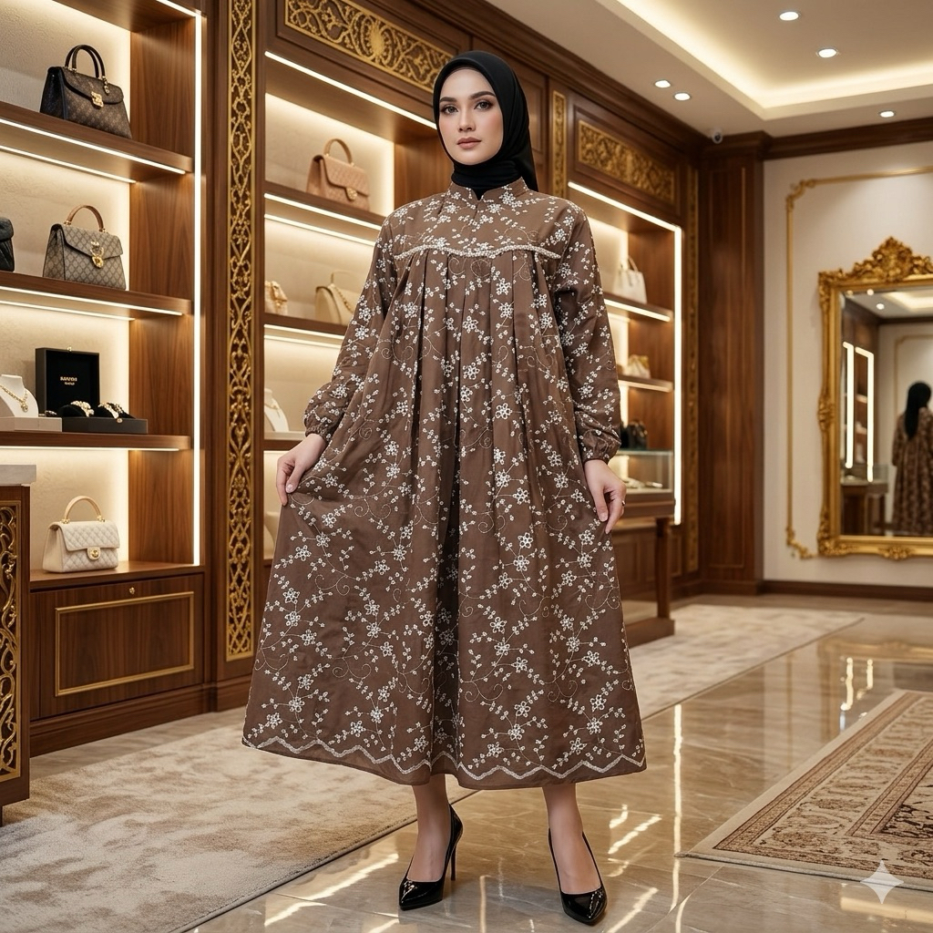 GAMIS KATUN BORDIR ISABELL//GAMIS KATU BORDIR DEWASA JUMBO//GAMIS KATBOL JUMBO XXL//GAMIS KATBOL LD 