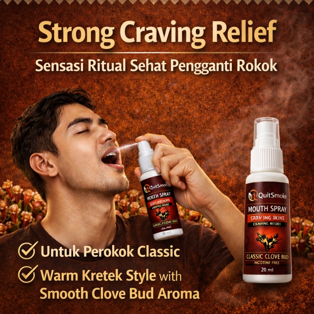 QuitSmoke Classic Clove Bud – Mouth Spray, Solusi Alami Berhenti Merokok Aroma Cengkeh Klasik