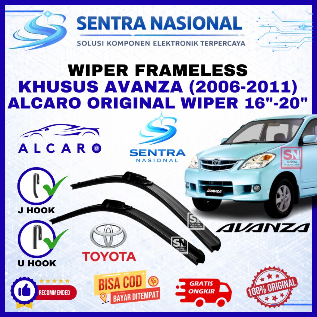 Wiper Mobil Toyota Avanza (2006-2011) Merk ALCARO ORIGINAL | Wiper Kaca Mobil Toyota Avanza Lama Mod