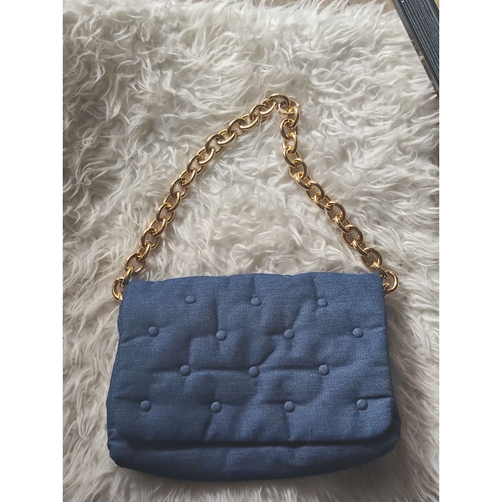 Chain shoulder bag, PL, denim, Zara