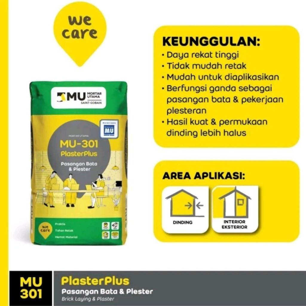Fastword_ Mortar Utama Mu 301 Pasangan Bata & Plester Plasterplus 40Kg Mu301 Pasangan Bata Dan