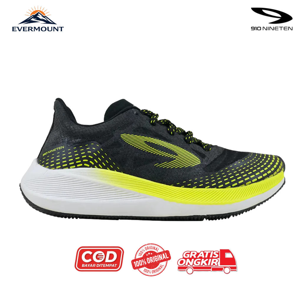 910Nineten Sepatu Lari - HAZE 1.5 HITAM/HIJAU-NEON/PUTIH