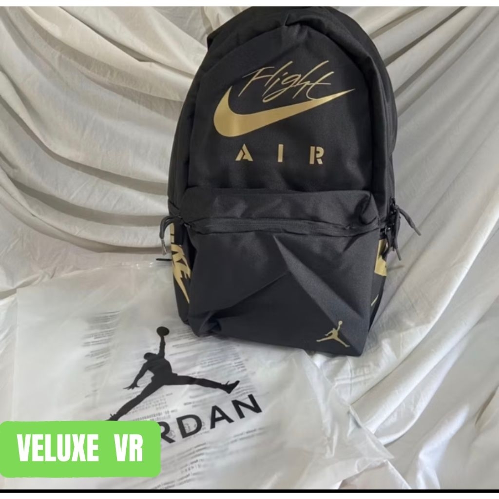 Bagpack Ransel Jordan Flight Kanvas Black Gold