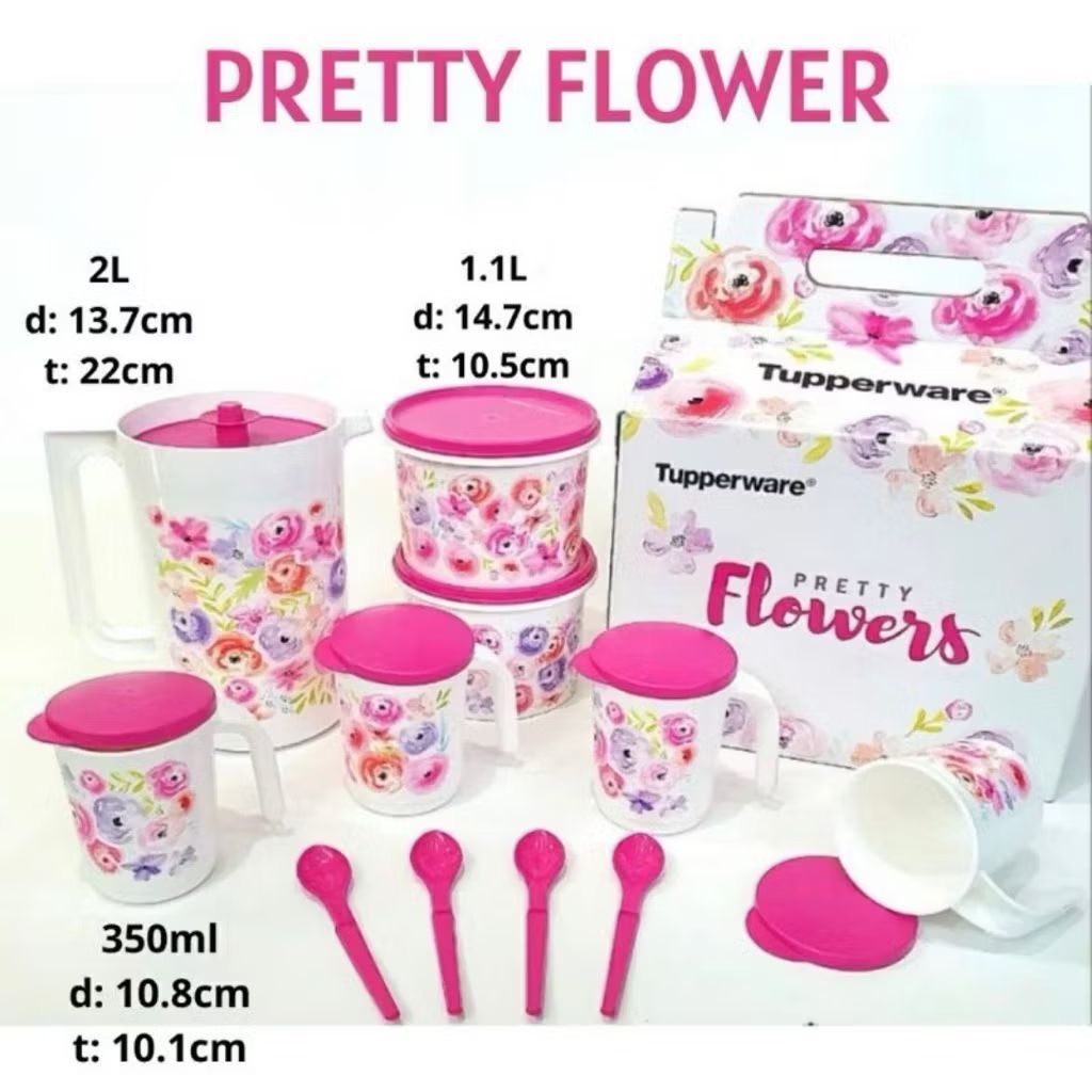 Tupperware Pretty Flowers Pink Set