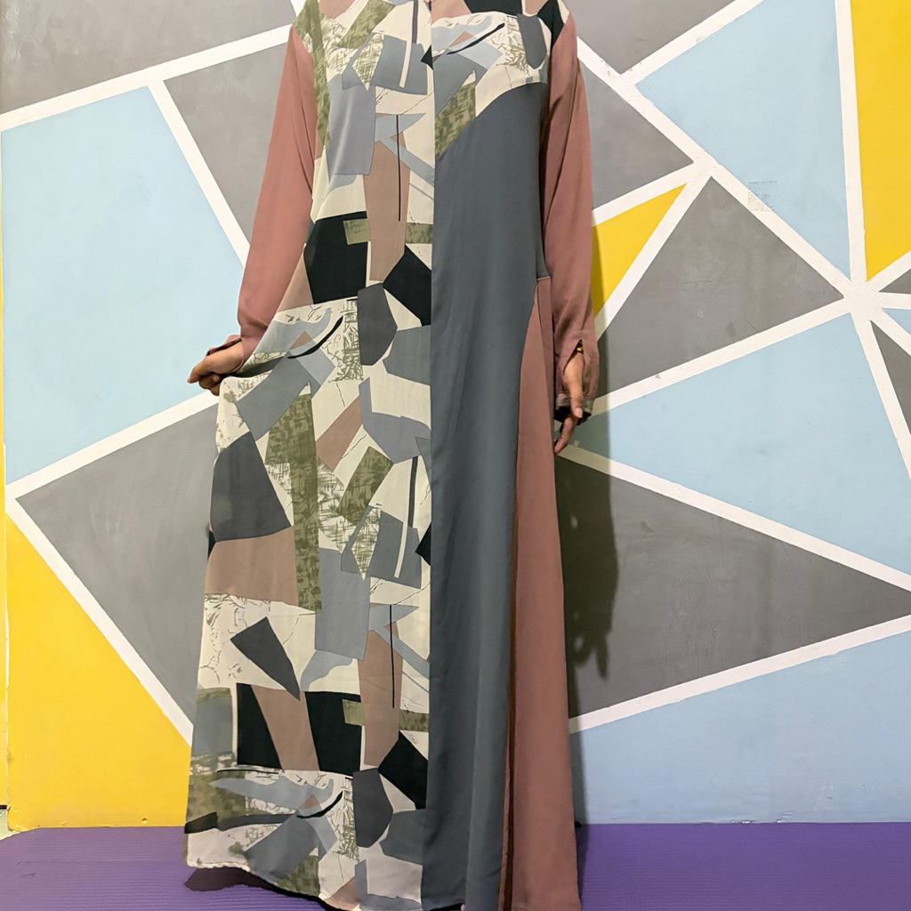 [PRELOVED] 104cm/130cm Sameer by SB Gamis Ceruty Premium Wanita Dress Panjang Kombinasi