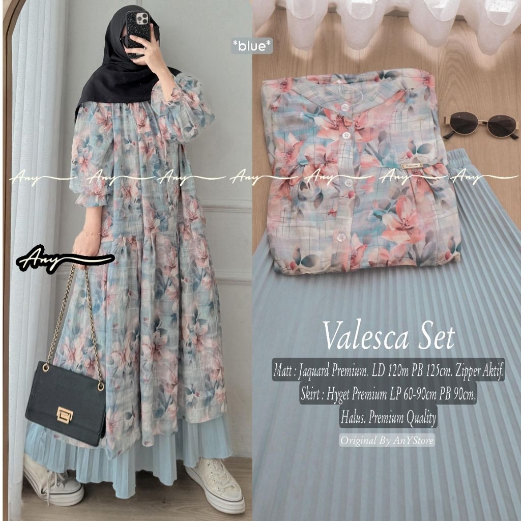 ASHARA // VALESCA // AYESA SET // SETELAN TUNIK ROK PLISKET PREMIUM // BY ANY