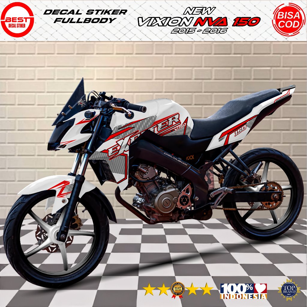Decal Vixion NVA 150 Tahun 2015-2016 Fullbody Putih Exciter Racing - Stiker Vixion NVA 150 Fullbody