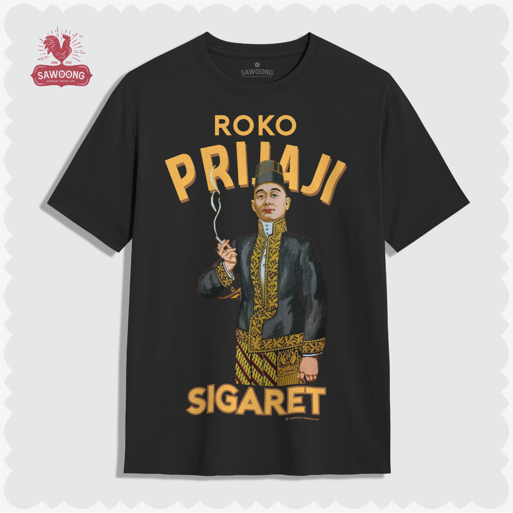 SAWOONG Kaos Vintage Retro Premium Iklan Jadul Roko Prijaji  Tahun 1947