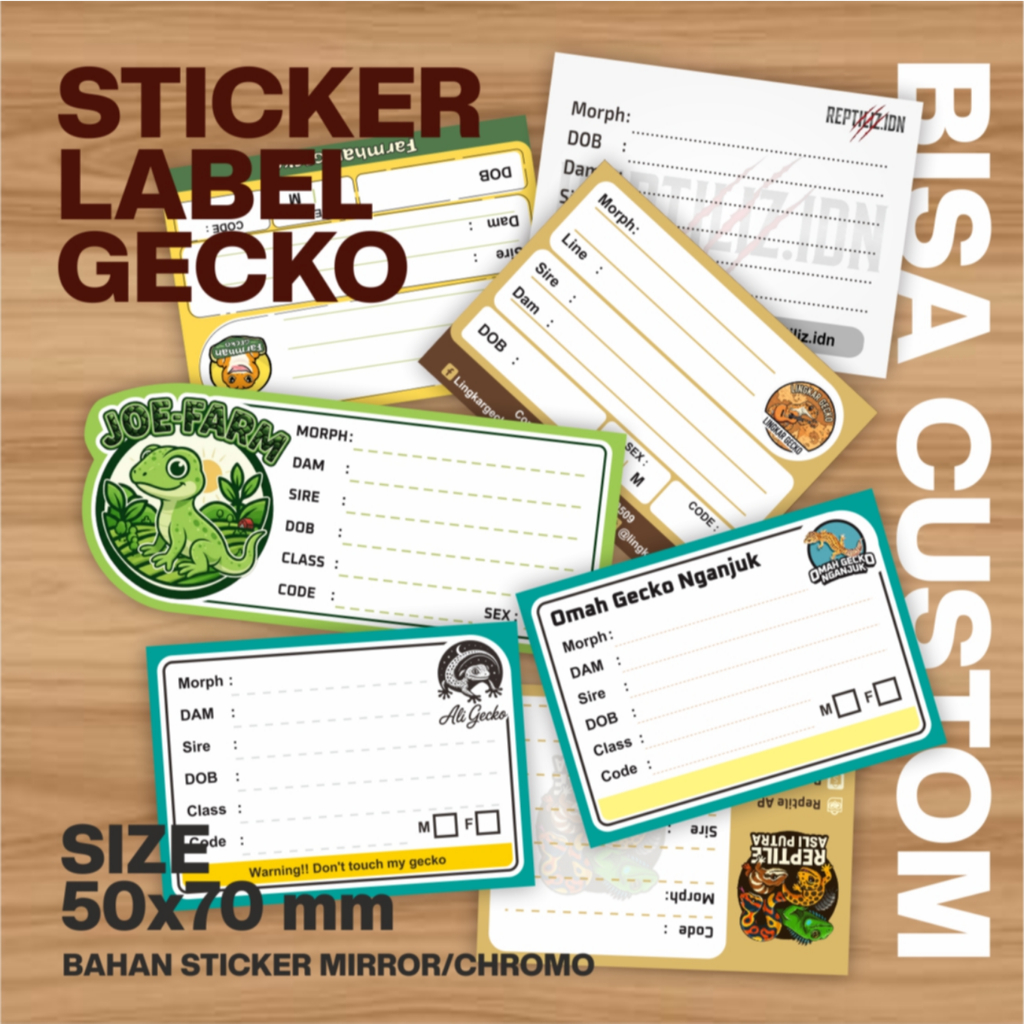 STICKER LABEL DATA GECKO REPTILE CUSTOM