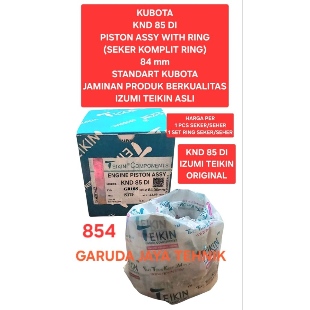 Piston seker seher kubota 84mm KND85DI KND 85DI 84mm TEIKIN ASLI Produk berkualitas Import asli taiw