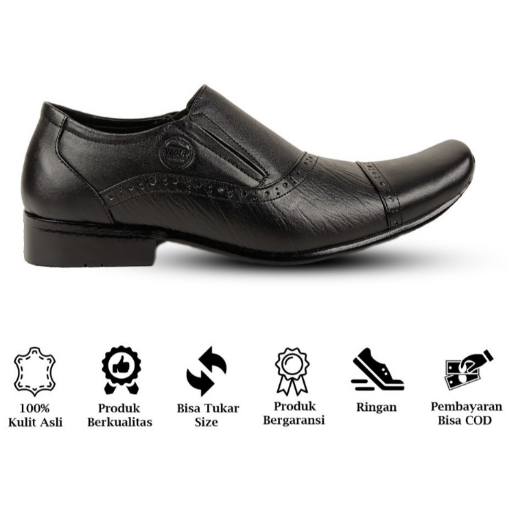 Sepatu Pantopel Pria Terbaru Wlf Pantofel 01 Hitam Sepatu Kerja Kantoran Resmi