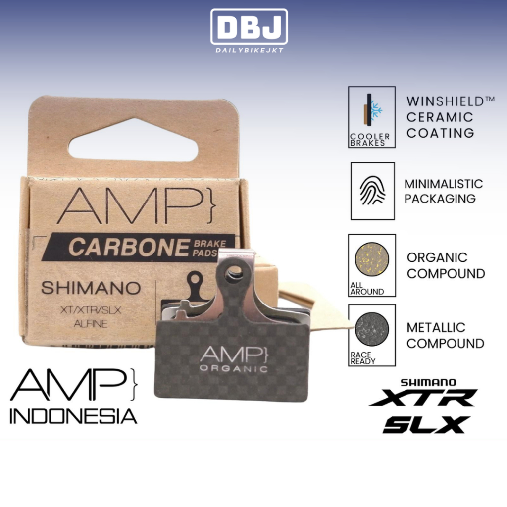 BRAKE PAD AMP SHIMANO MTB XT XTR SLX 2P CARBONE - AMP Brake Pads For Shimano