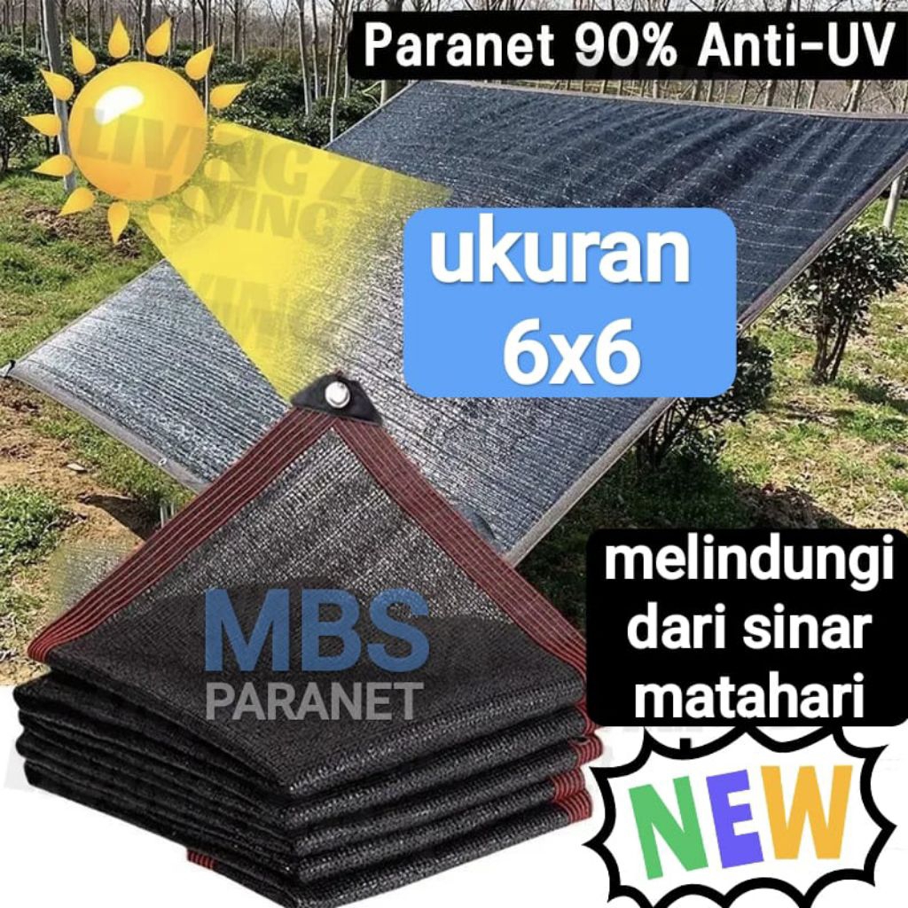 PARANET 90% ANTI UV DAN HUJAN UKURAN 6X6 METER, LEBAR 6 METER