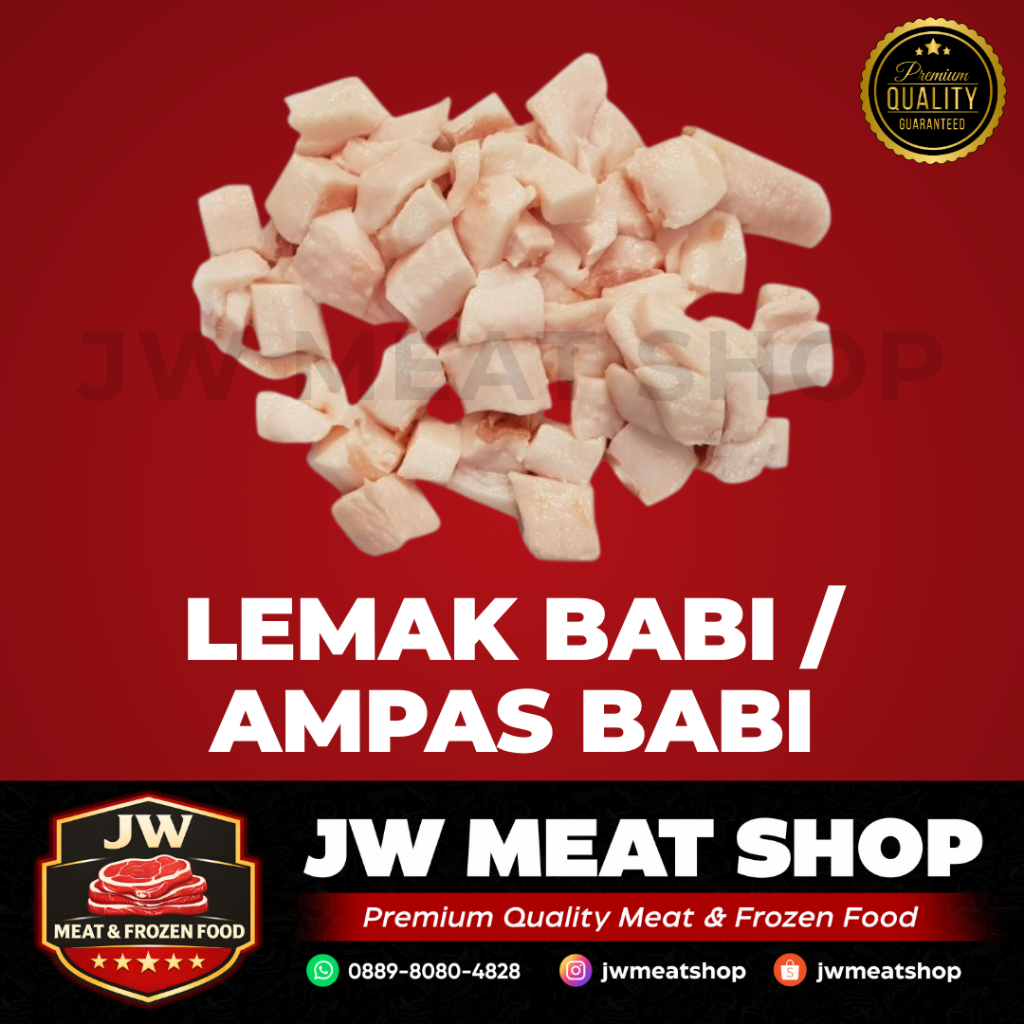 Lemak Minyak Tebal Babi Potong Dadu 500gr / Ampas Babi Mentah / Pork Lard